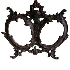 Antique Small oval Iron Frame Baby Cherub Angel